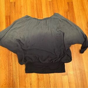 PRONTOMODA GIUSY womens size M blue ombre 3/4 sleeve tunic silk top (a2)